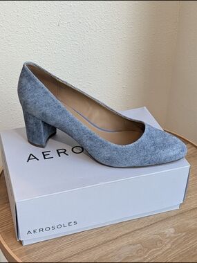 AEROSOLES Betty Denim Block Heel Pump Size 11 New In Box